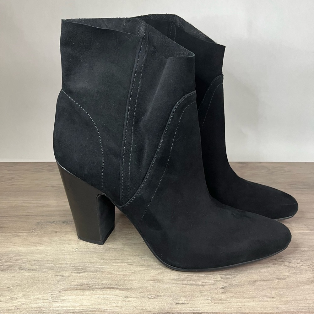 Vince Camuto Black Suede Block Heeled Ankle Booties